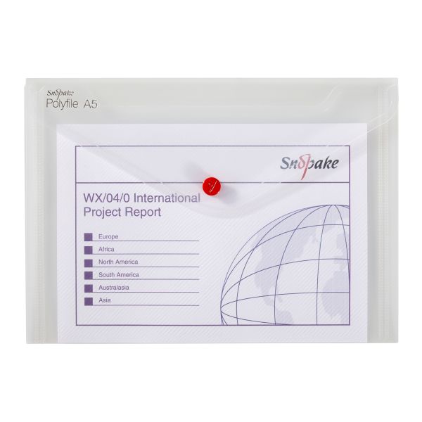 Snopake Foolscap Clear Polyfile A5 mit Druckknopfverschluss - 5 Stück